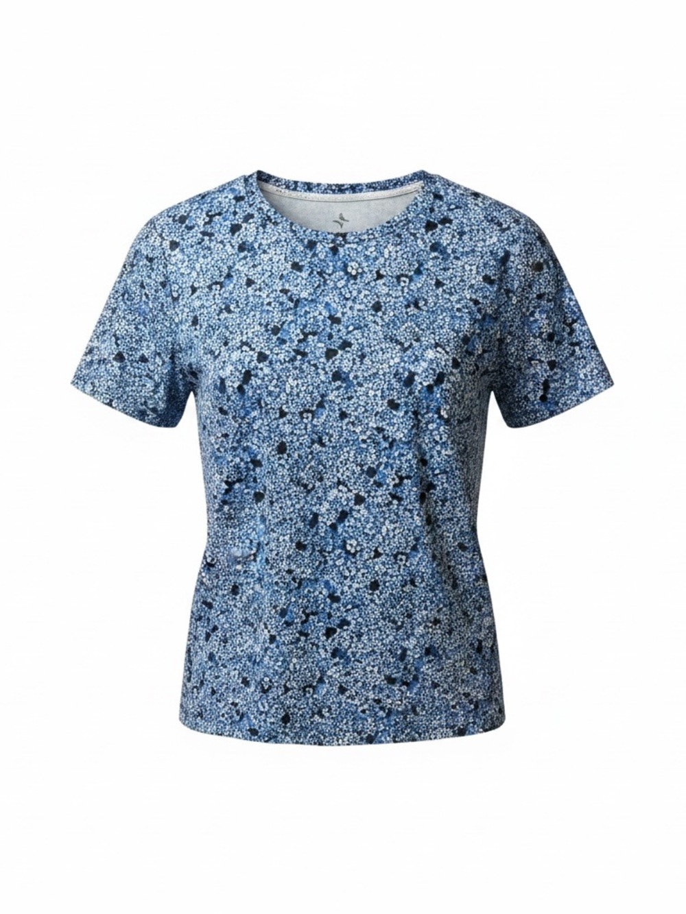 Tuckernuck Tnuck Sport Short Sleeve Floral Top Shirt Round Neck Blue Medium